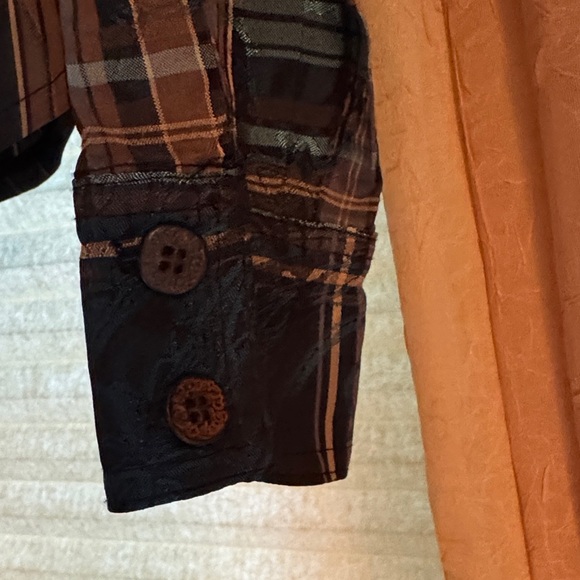 Elegant Teal Plaid Blouse - Picture 6 of 7